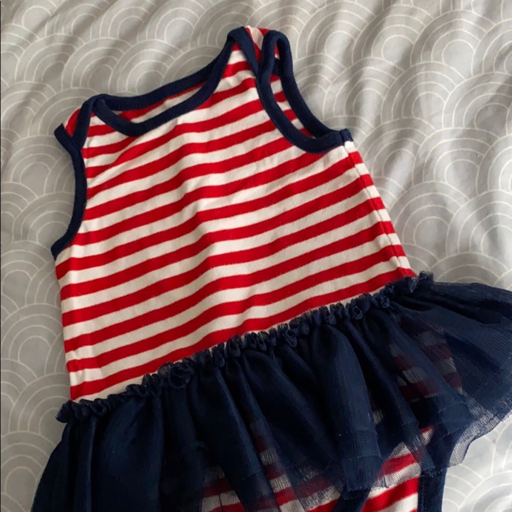 Red, white, and blue tutu onesie